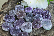 Load image into Gallery viewer, Amethyst and Quartz Druzy Freeform Cabochons