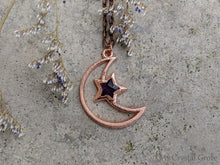 Load image into Gallery viewer, Handmade Copper Moon and Star Pendant