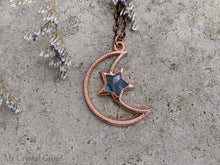 Load image into Gallery viewer, Handmade Copper Moon and Star Pendant
