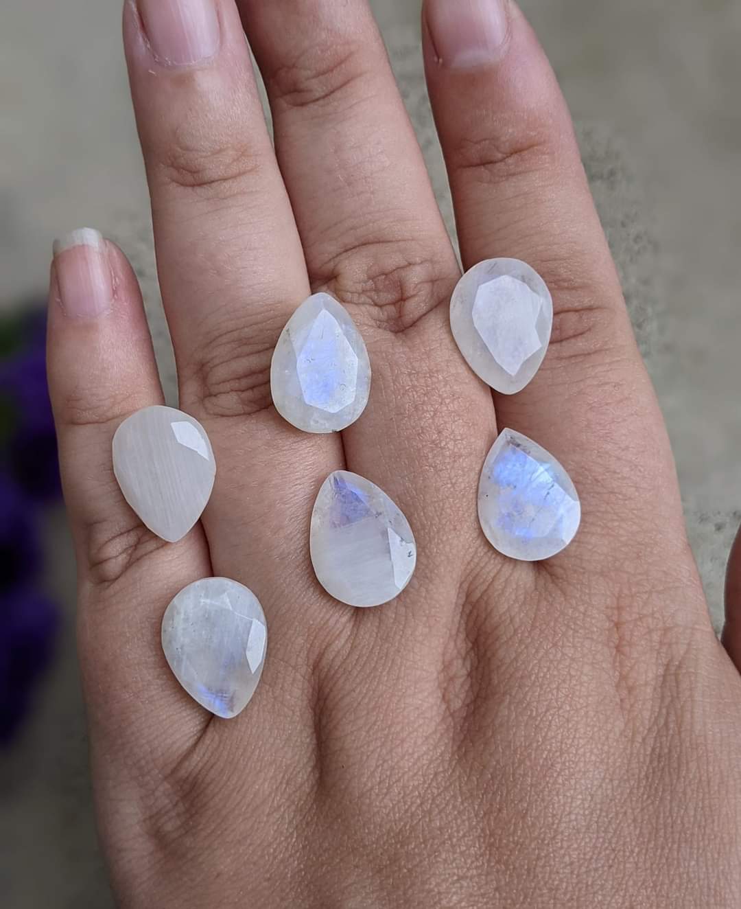 Moonstone Teardrop Facets - 12x16mm