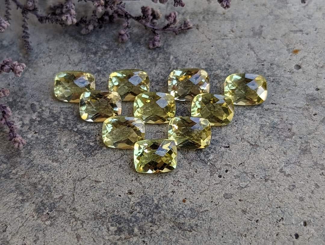 Lemon Quartz Rose Cut Rectangle Facets - 6x8mm