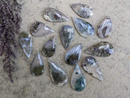 Scenic Moss Agate Teardrop Cabochons