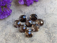 Smoky Quartz Rose Cut Cushion Facets - 8mm