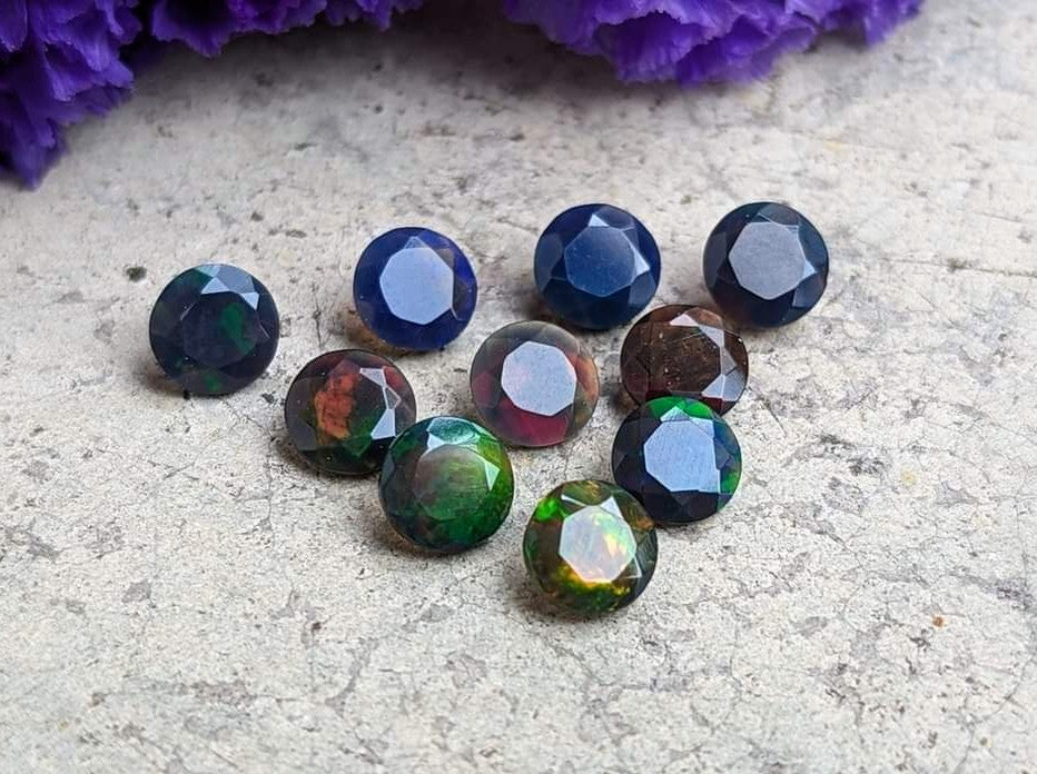 Black Ethiopian Welo Opal Round Facets - 6mm