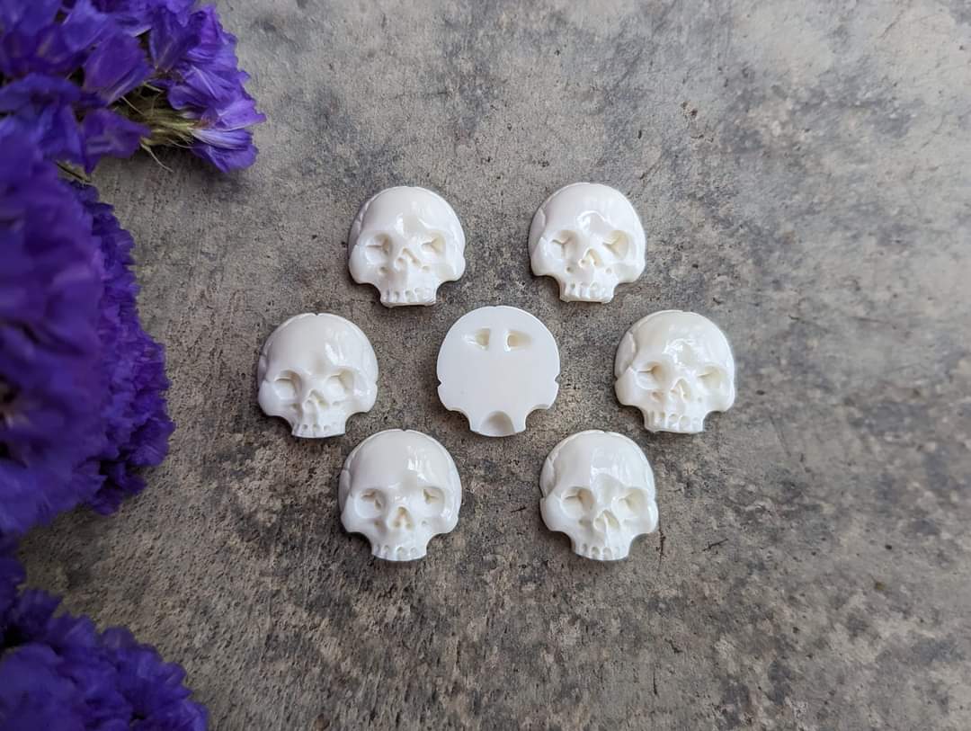 Bone Skull Cabochons (Drilled) - Small