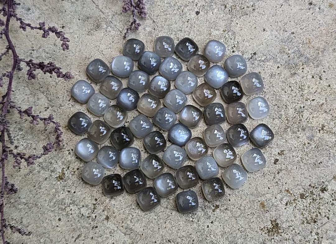 Grey Moonstone Cushion Cabochons - 7mm