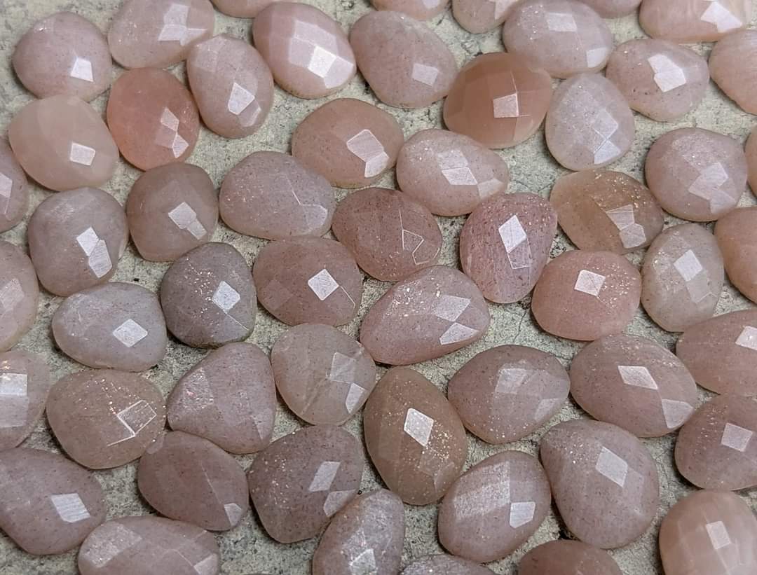 Peach Moonstone Rose Cut Cabochons - Small