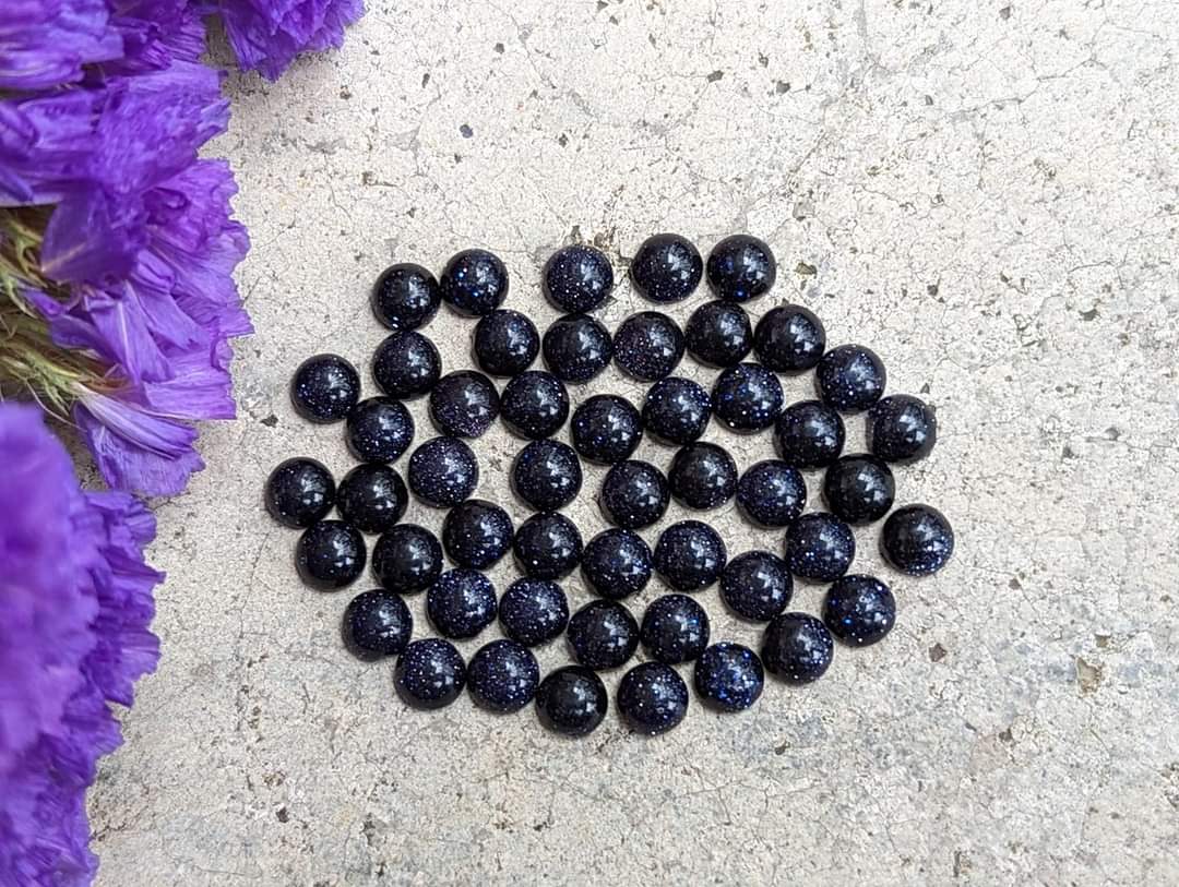 Blue Goldstone Round Cabochons - 4mm