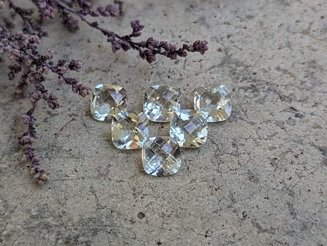 Prasiolite (Green Amethyst) Rose Cut Cushion Facets - 7mm