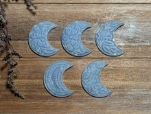 Load image into Gallery viewer, Angelite Carved Crescent Moon Cabochons
