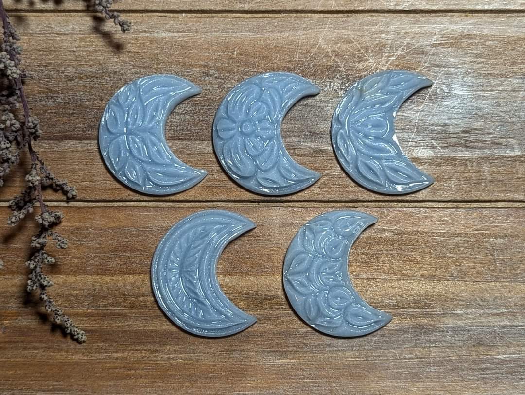 Angelite Carved Crescent Moon Cabochons