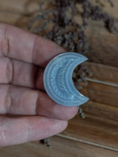 Load image into Gallery viewer, Angelite Carved Crescent Moon Cabochons
