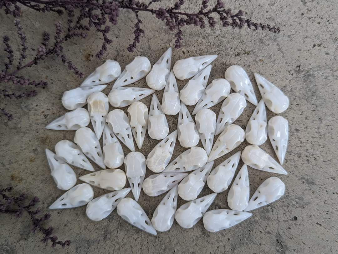 Mother of Pearl Raven Skulls