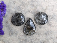 Black Dot Quartz Cabochons - Large