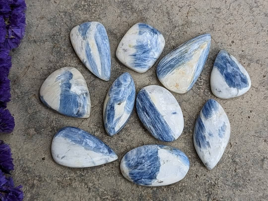 Kyanite in Quartz Matrix Cabochons