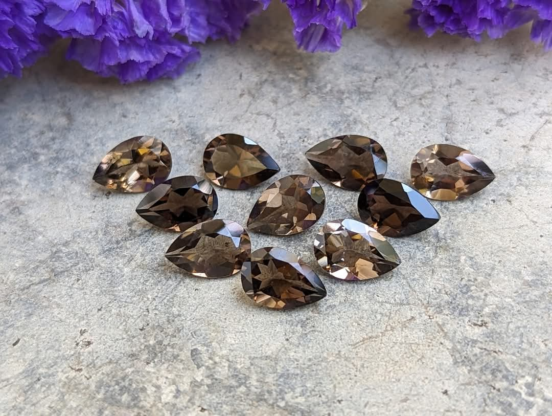 Smoky Quartz Teardrop Facets - 6x8mm