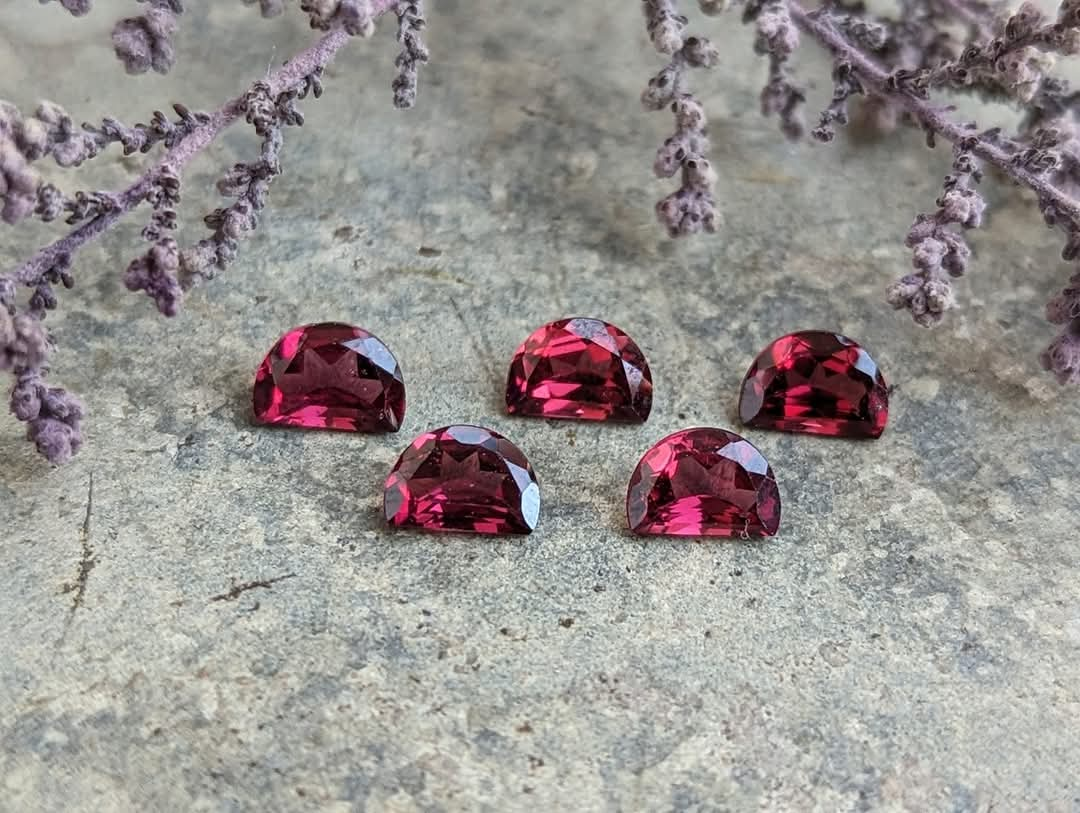 Rose Garnet Fancy Half Moon Facets