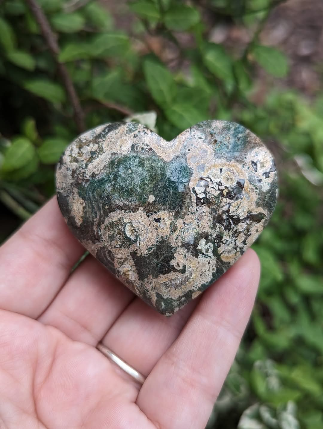 Firework Agate Puffy Heart