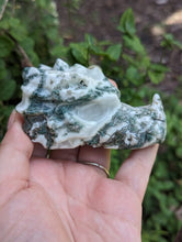 Load image into Gallery viewer, Moss / Tree Agate Dragon Skull Carving
