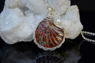 Handmade Red River Jasper and Pearl Shell Necklace