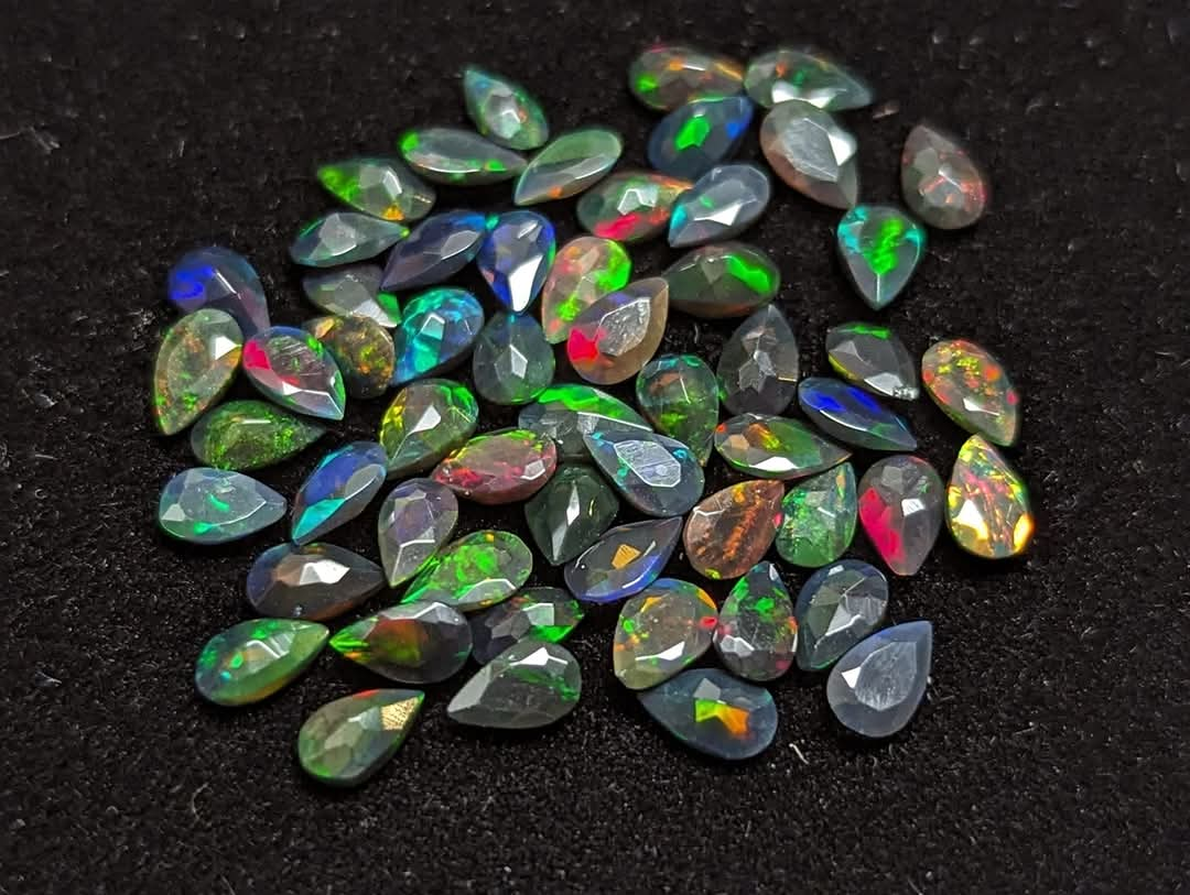 Black Ethiopian Welo Opal Teardrop Facets - 3x5mm