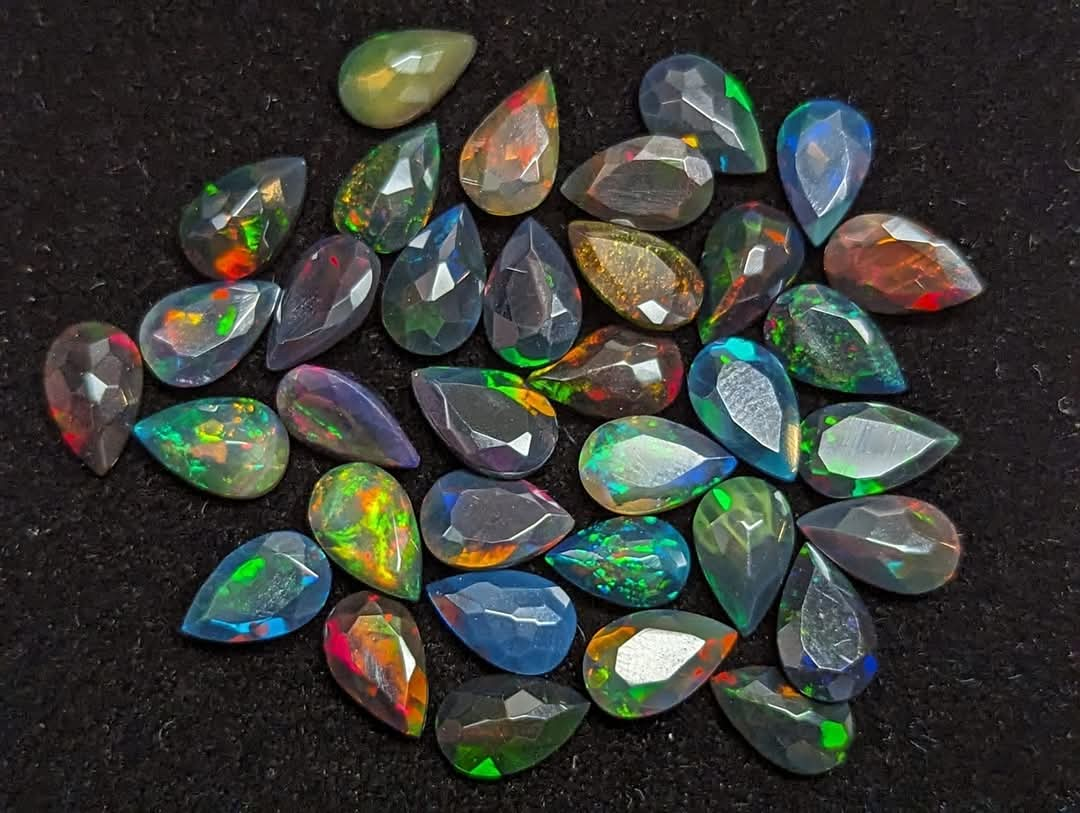 Black Ethiopian Welo Opal Teardrop Facets - 5x8mm