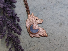 Load image into Gallery viewer, Handmade Amethyst Moon Wolf Pendant
