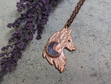 Load image into Gallery viewer, Handmade Amethyst Moon Wolf Pendant
