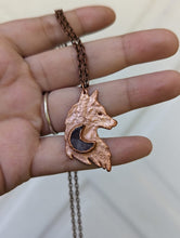 Load image into Gallery viewer, Handmade Amethyst Moon Wolf Pendant
