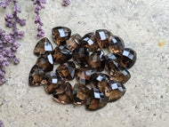 Smoky Quartz Rose Cut Trillion Facets - 7mm