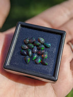 Black Ethiopian Welo Opal Teardrop Cabochons - 4x6mm