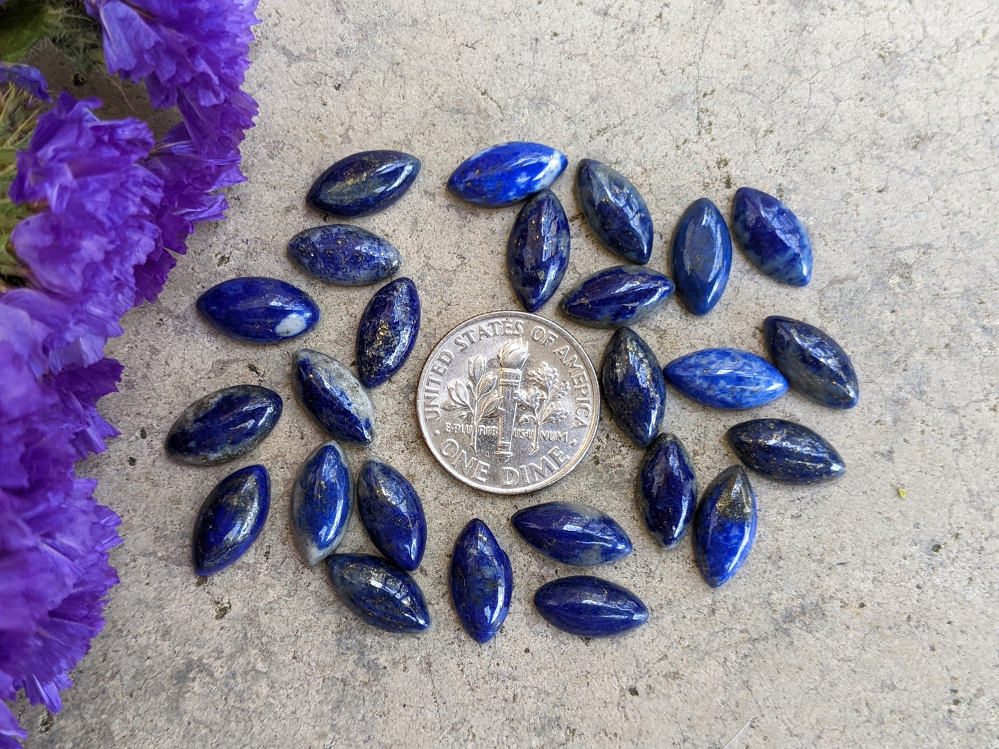 Lapis Lazuli Marquise Cabochons - 5x10mm