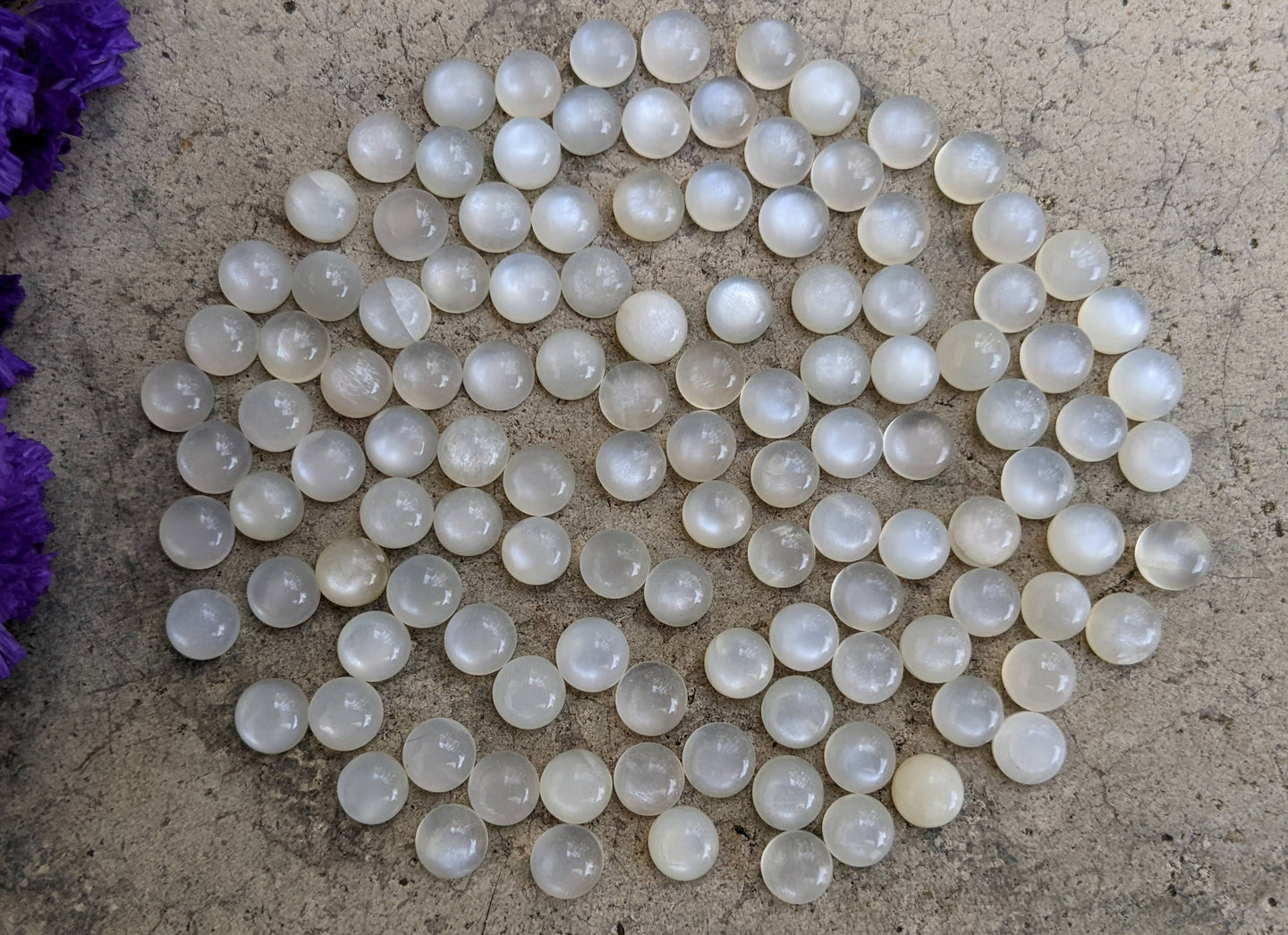 White Moonstone Round Cabochons - 5mm