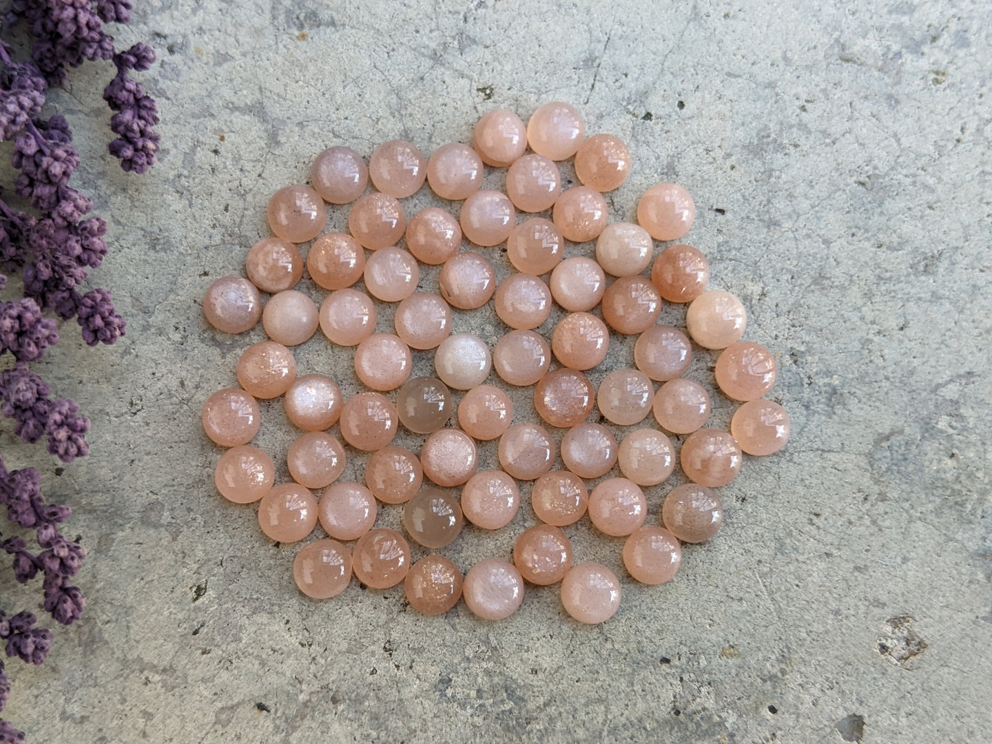 Peach Moonstone Round Cabochons - 4.5-5mm