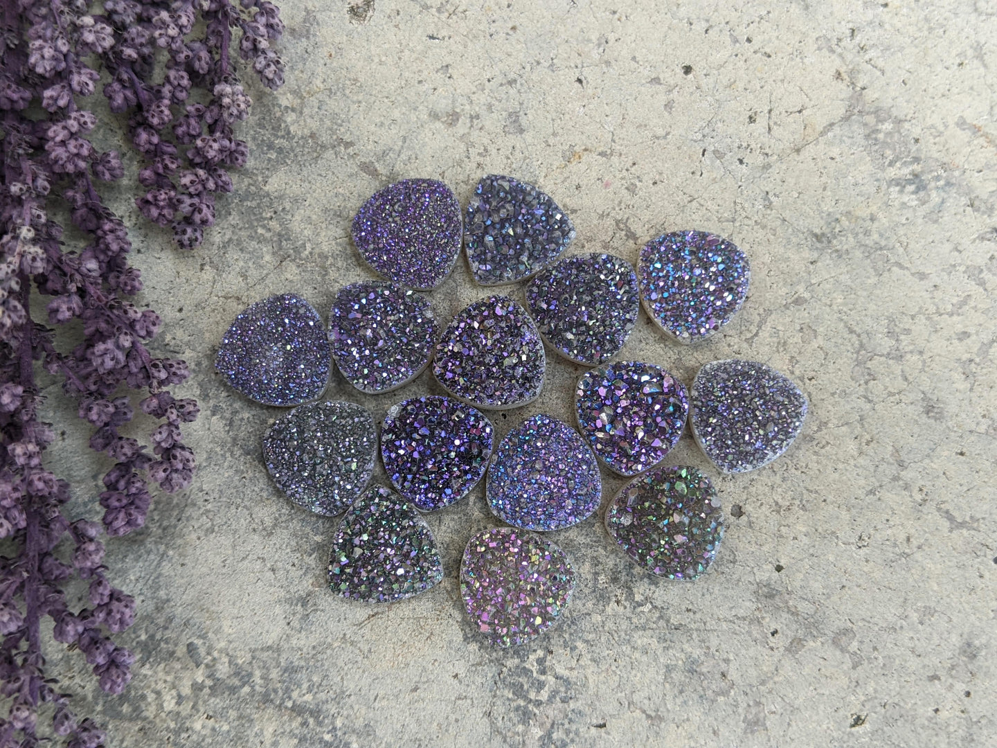 Titanium Druzy Agate Trillion Cabochons - 11mm