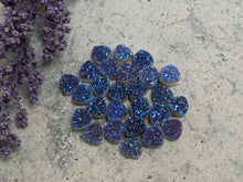 Load image into Gallery viewer, Titanium Druzy Agate Trillion Cabochons (Dark Blue / Purple) - 7mm
