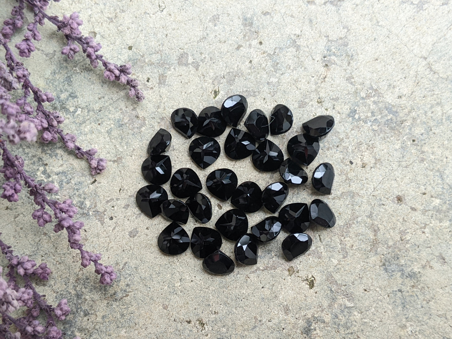 Black Spinel Wide Teardrop Facets - 5mm