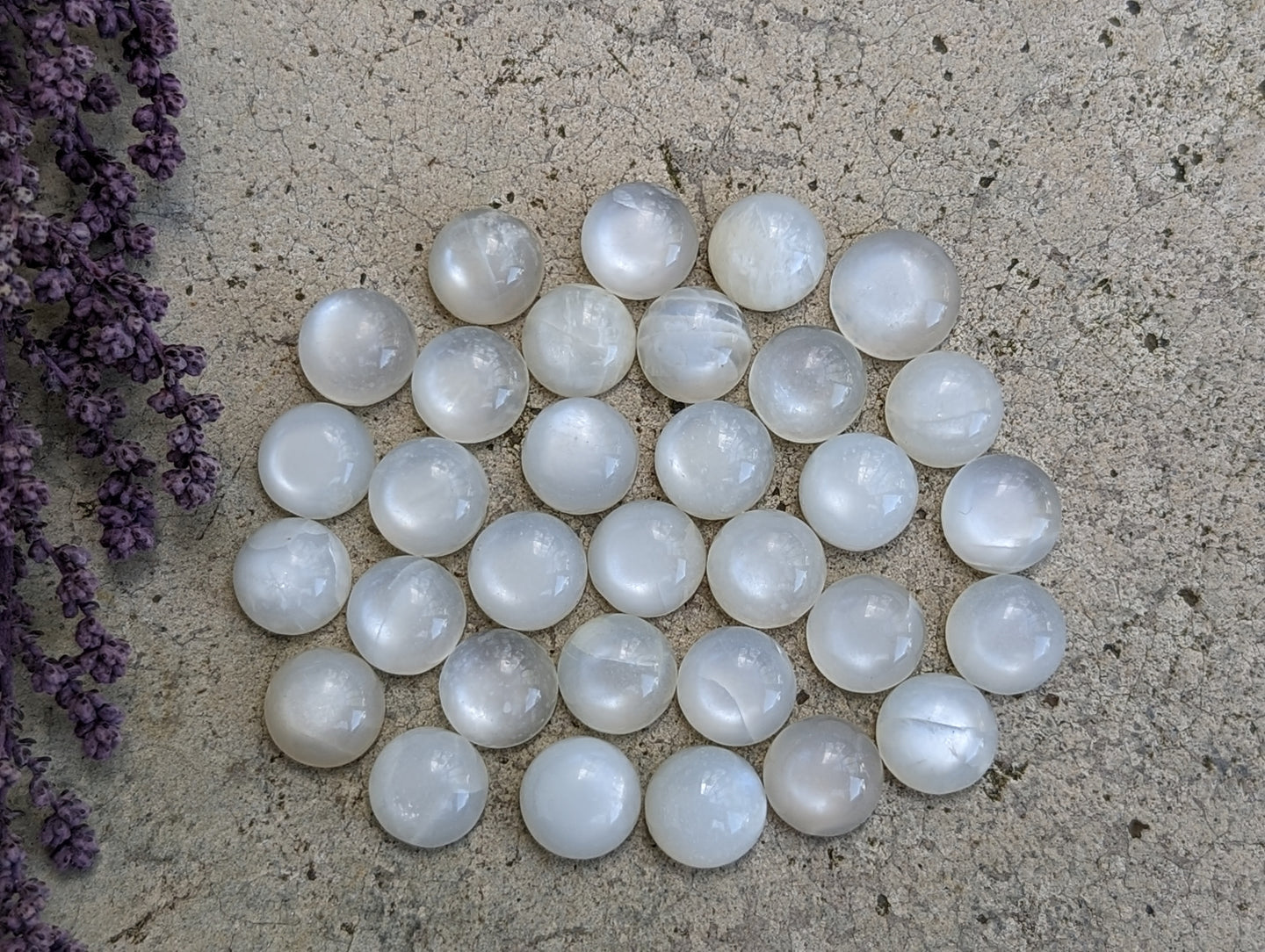 White Moonstone Round Cabochons - 9mm