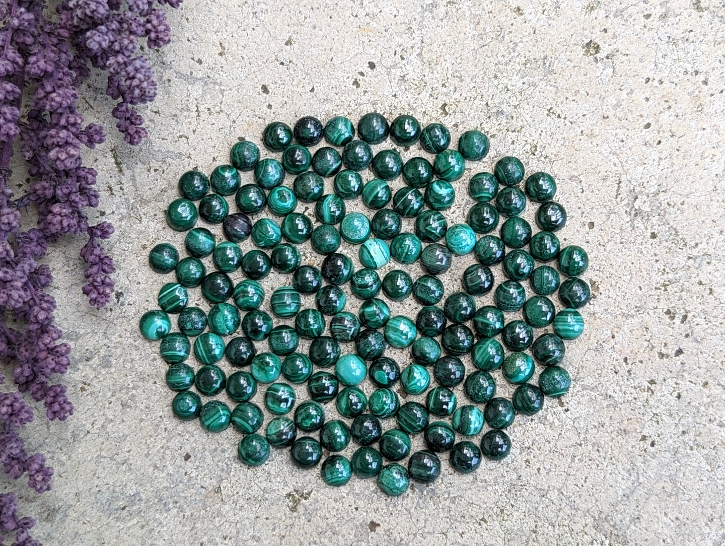 Malachite Round Cabochons - 4mm