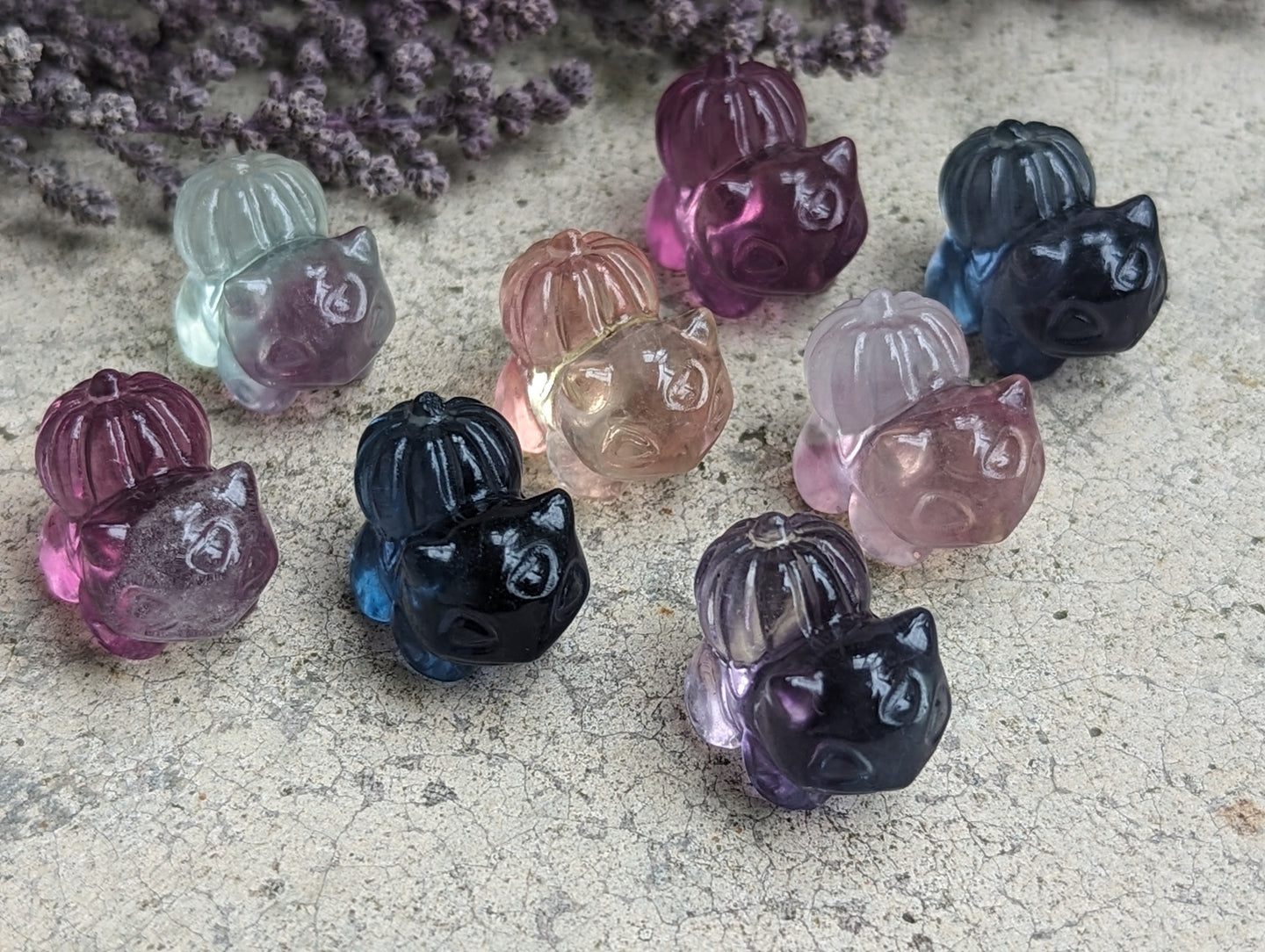 Fluorite Mini Carvings - Halloween Bulbasaur