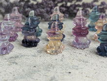 Load image into Gallery viewer, Fluorite Mini Carving - Cat with Witch Hat
