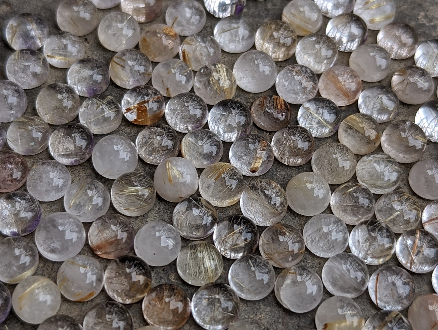 Golden Rutilated Quartz Round Cabochons - 6mm