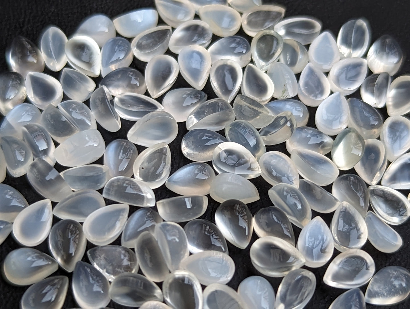 White Moonstone Teardrop Cabochons - 4x6mm