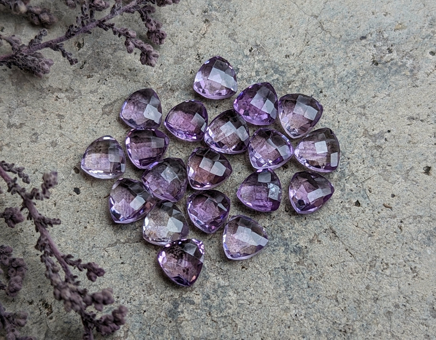 Amethyst Trillion Rose Cuts - 5mm