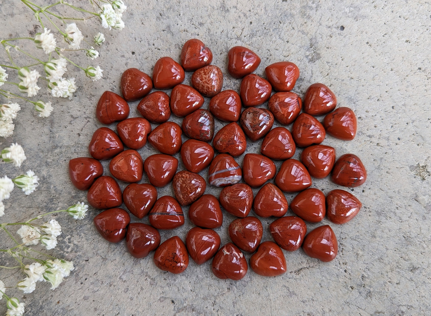 Red Jasper Heart Cabochons - 10mm