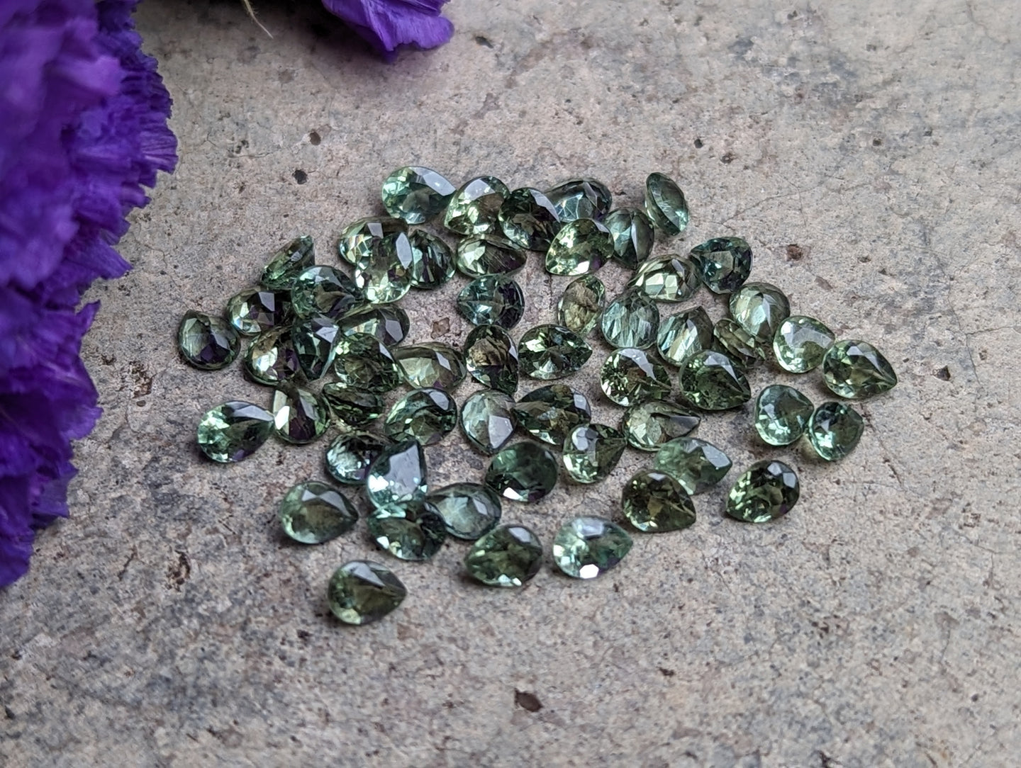 Green Apatite Teardrop Facets - 3x4mm