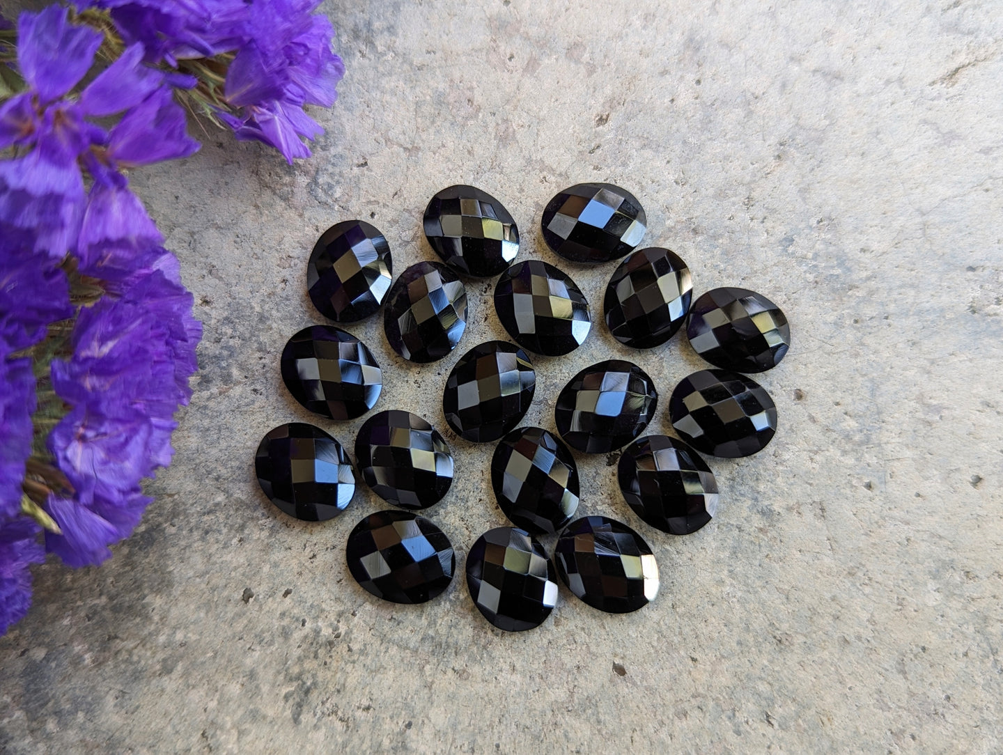 Black Onyx Oval Rose Cuts- 8x10mm