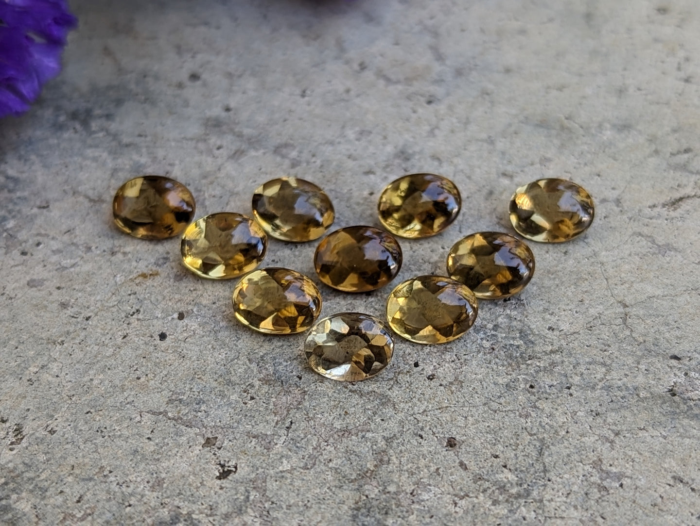 Champagne Quartz Domed Oval Facets - 6x8mm