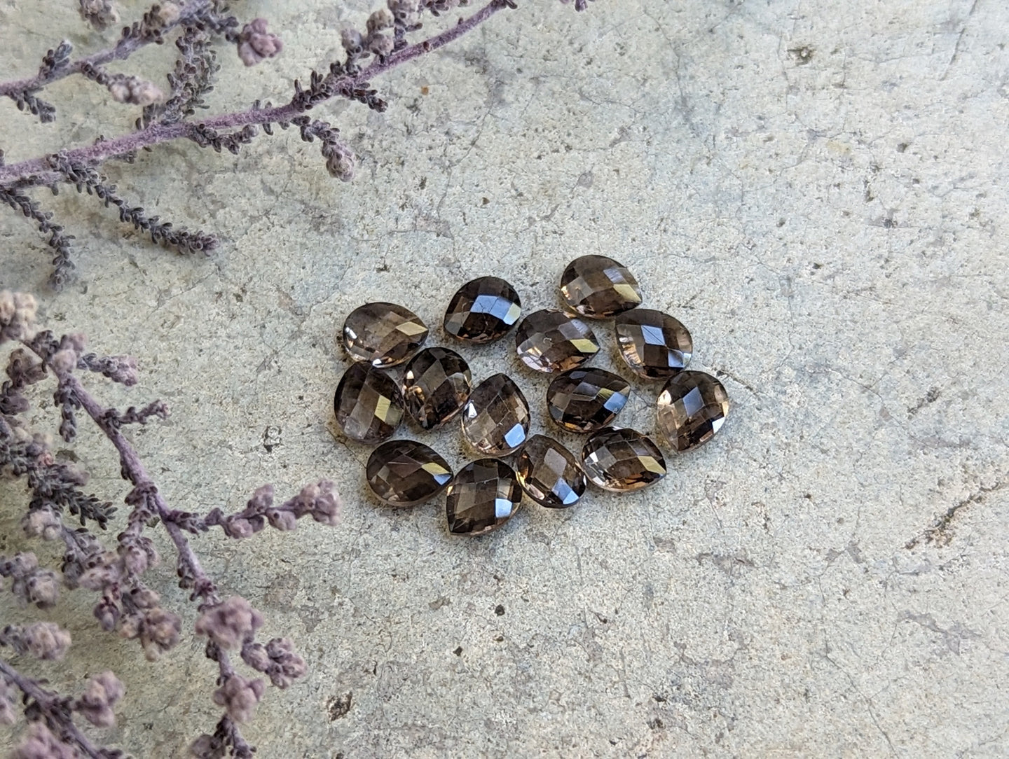 Smoky Quartz Rose Cut Teardrops - 4x5mm