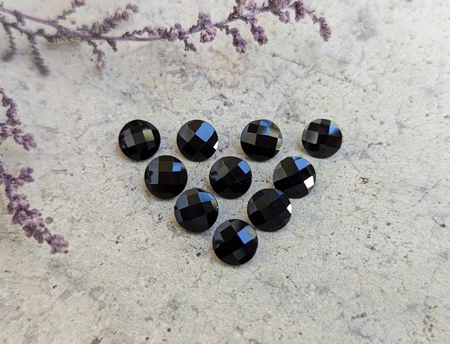 Black Onyx Round Rose Cut Facets - 7mm